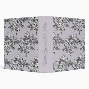 Painted White Roses on Powder Pink 3 Ring Binder