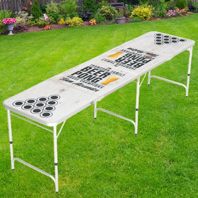 Painted White Wood Brew Battle Champions Team Name Beer Pong Table (Creator Uploaded)