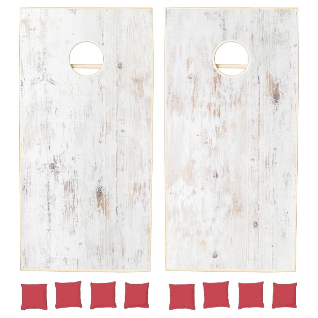 Painted White Wood  Cornhole Set (Set)