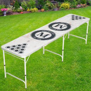 Painted White Wood Family Monogram & Name Beer Pong Table