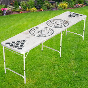 Painted White Wood Wedding Monogram with Name&Date Beer Pong Table