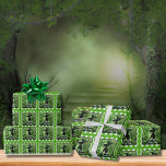 Painted Wickedly Good Witch Green Gingham Plaid Wrapping Paper<br><div class="desc">Painted Wickedly Good Witch Green Gingham Plaid Wrapping Paper - This wrapping paper features a green and black painting of a witch in an enchanted forest on top of a white and green gingham checkered plaid pattern. Perfect for any age girl or woman's birthday or for a Halloween gift. Designed...</div>