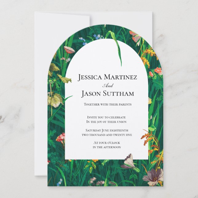 Painted Wildflower Arch Wedding Invitation (Front)