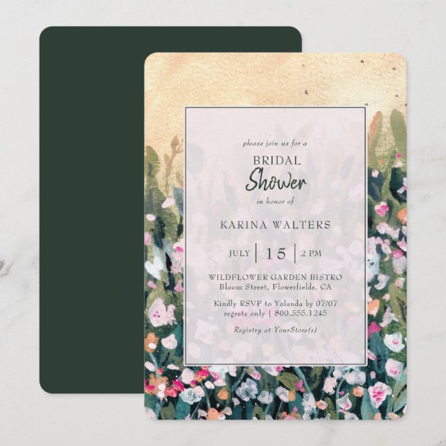 Painted Wildflower Rustic Floral Bridal Shower Invitation (Front/Back)