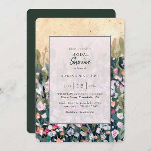 Painted Wildflower Rustic Floral Bridal Shower Invitation