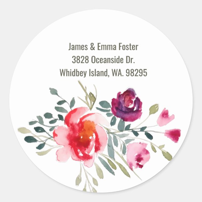 Painted Wildflowers Envelope Address Seal (Front)