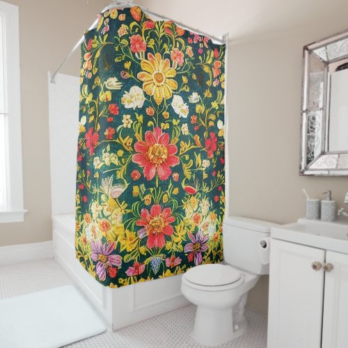 Painted Wildflowers Shower Curtain