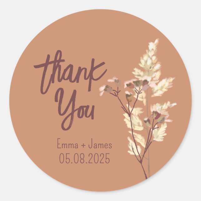 Painted Wildflowers Thank You Sticker (Front)