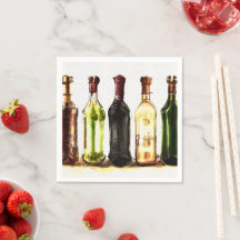 Painted Wine Bottles Napkins