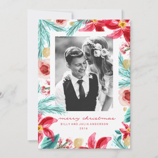 PAINTED WINTER BOTANICAL christmas greeting card (Front)