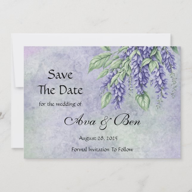 Painted Wisteria Add Photo Save The Date Cards (Front)