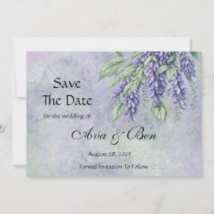 Painted Wisteria Add Photo Save The Date Cards