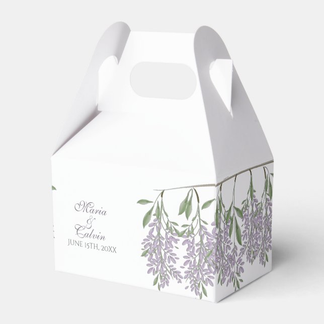 Painted Wisteria Wedding Favor Box (Front Side)