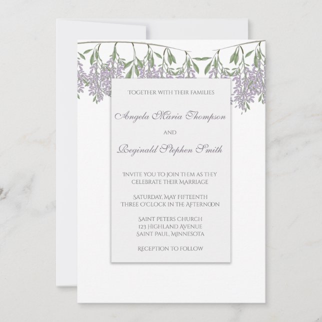 Painted Wisteria Wedding Invitation (Front)