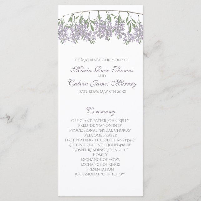 Painted Wisteria Wedding Program (Front)
