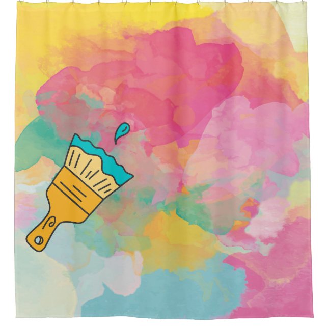painted with a brush shower curtain (Front)