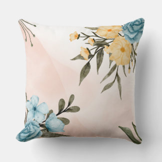 Painted with watercolors flowers throw pillow