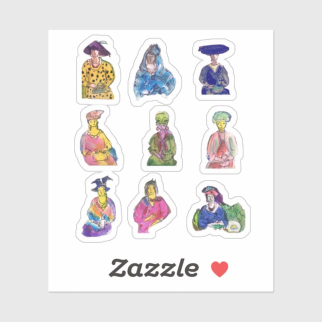 Painted women sticker (Sheet)