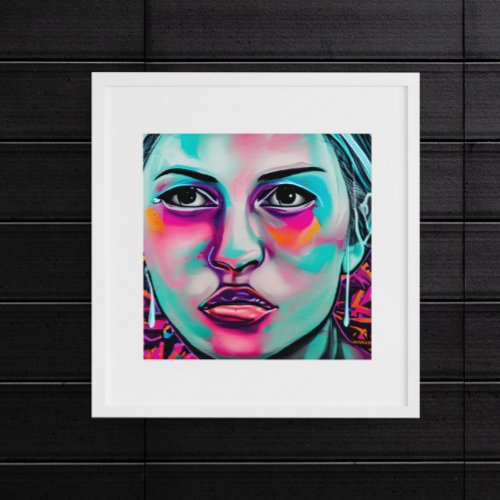 Painted Womens Face  AI Generated Ladys Face Poster