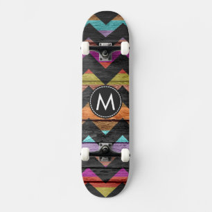 Painted Wood Chevron Stripes Pattern #2 Skateboard Deck