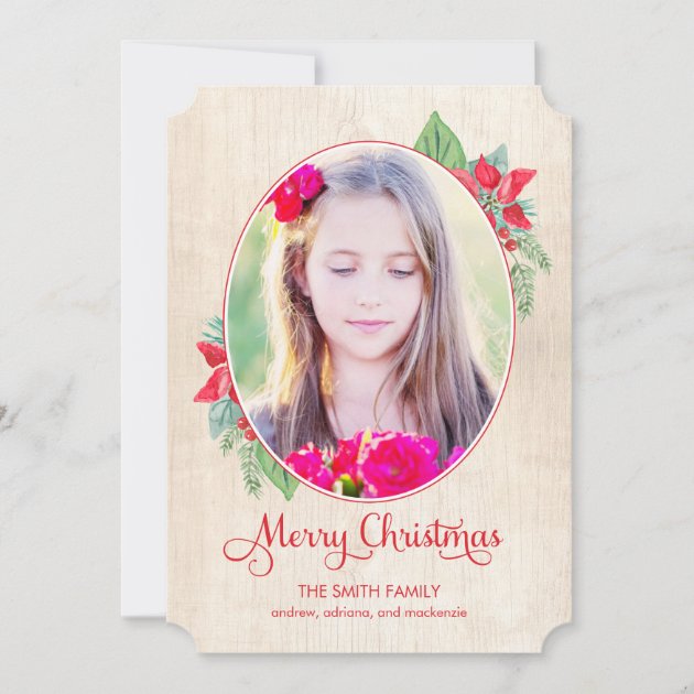 Painted Wood Christmas / Holiday Photo Card