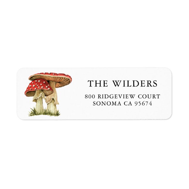 Painted Woodland Mushrooms Return Address Label (Front)