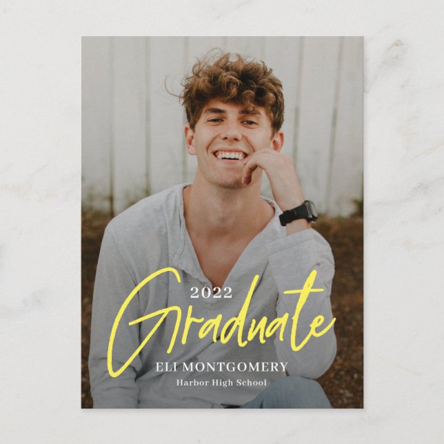 Painted Word Editable Color Graduation Postcard (Front)