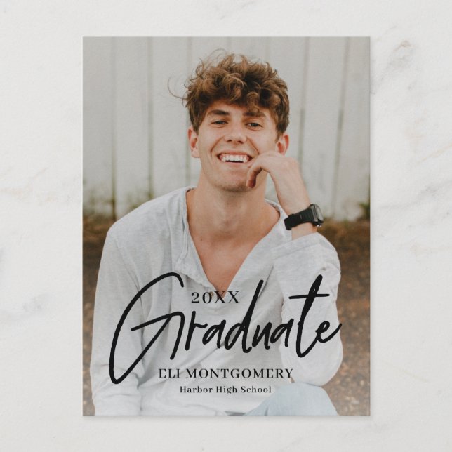 Painted Word Editable Color Graduation Postcard (Front)