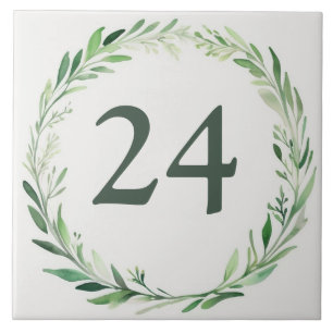 Painted Wreath Custom House Number Plate Sign Ceramic Tile