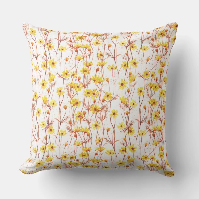 Painted Yellow Daisies Throw Pillow (Front)