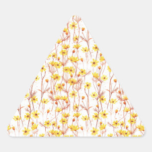 Painted Yellow Daisies Triangle Sticker