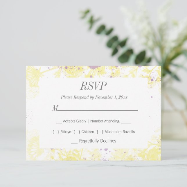 Painted Yellow Flowers RSVP Card (Standing Front)