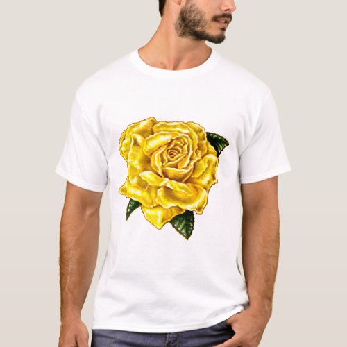 Painted Yellow Rose T_Shirt