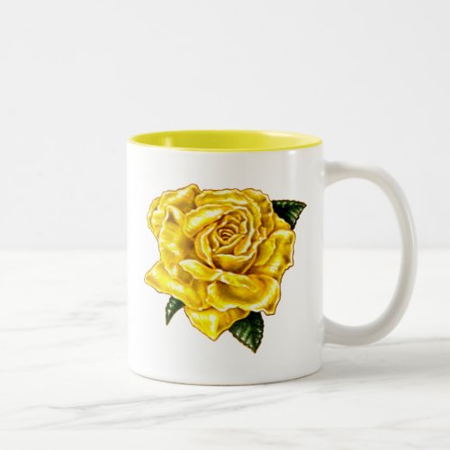 Painted Yellow Rose Two_Tone Coffee Mug