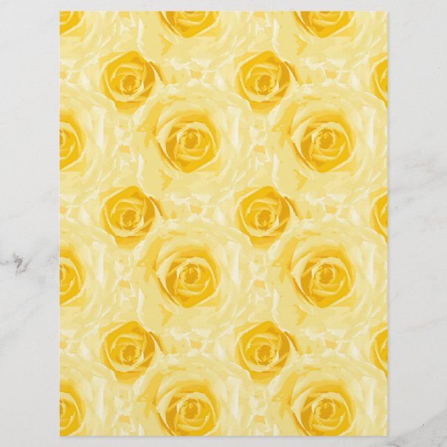 Painted Yellow Roses Arts & Craft Scrapbook Paper (Front)