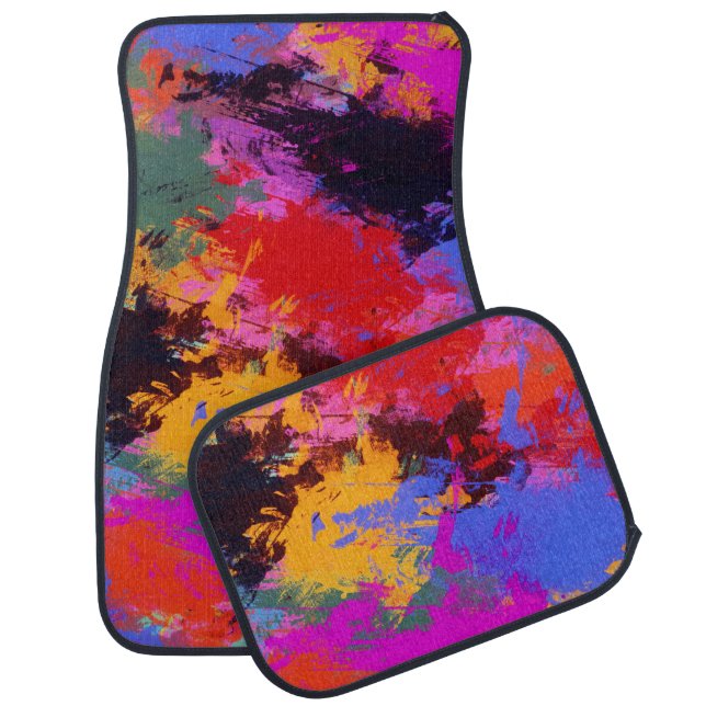 Painted Zebra Car Floor Mat (Set)