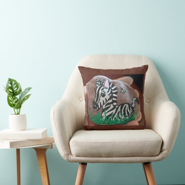 Painted Zebra Rock Throw Pillow (Chair)