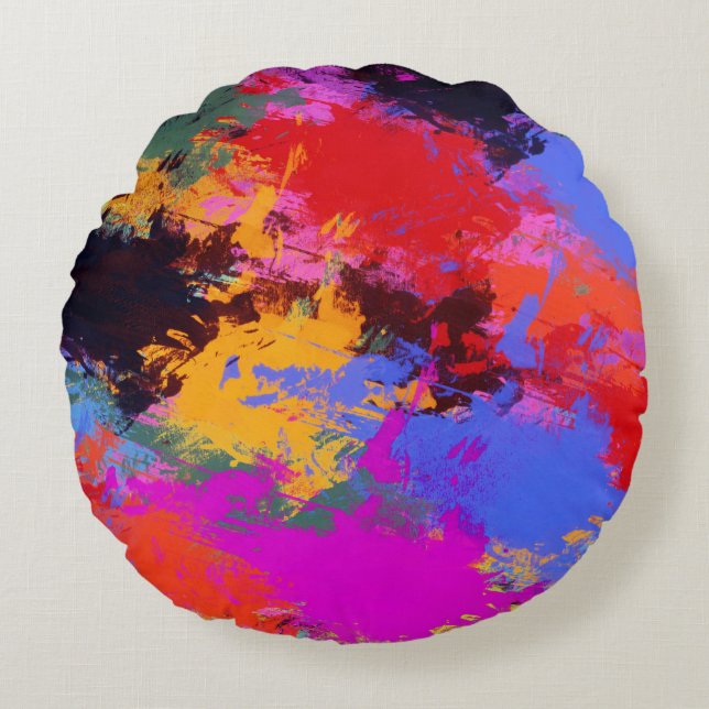 Painted Zebra Round Pillow (Front)