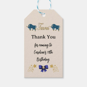 Painted Zodiac Sign Gold Glitter Taurus Birthday Gift Tags