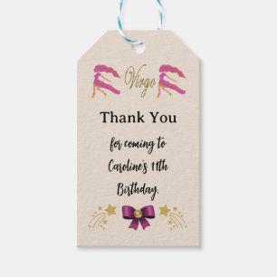 Painted Zodiac Sign Gold Glitter Virgo Birthday Gift Tags