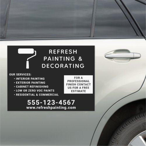 Painter And Decorator Company Name Black 18x24 Car Magnet