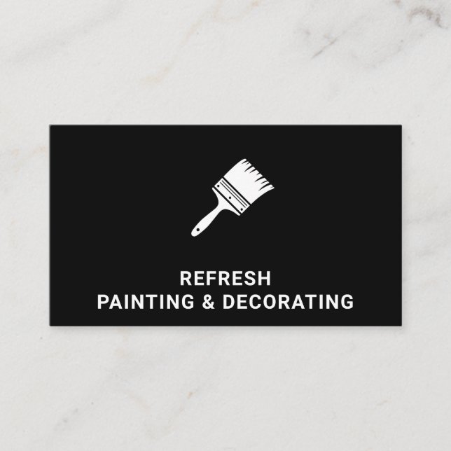 Painter And Decorator Paint Brush Modern Black Business Card (Front)