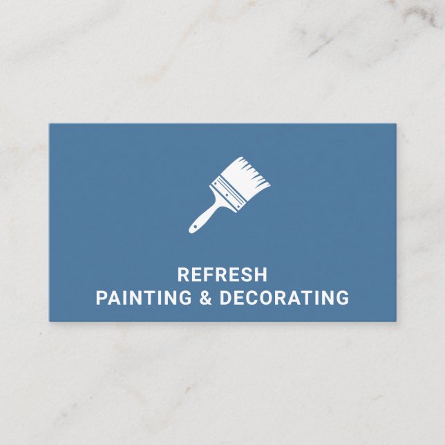 Painter And Decorator Paint Brush Modern Blue Business Card (Front)