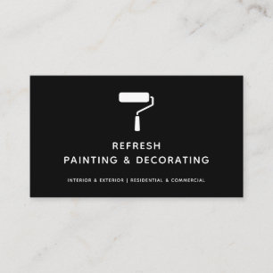 Painter And Decorator Paint Roller Modern Black  Business Card