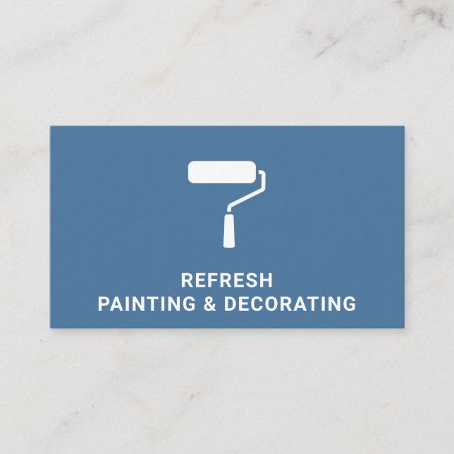 Painter And Decorator Paint Roller Modern Blue Business Card (Front)
