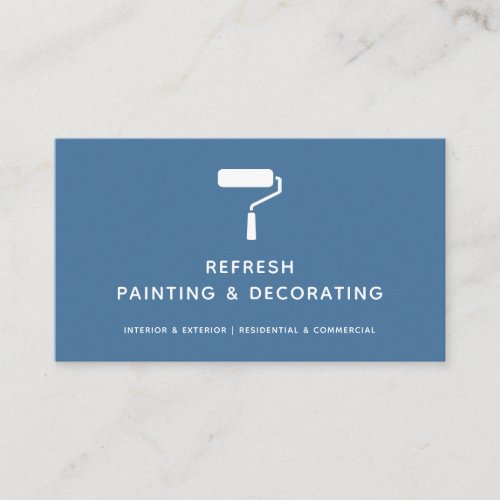 Painter And Decorator Paint Roller Modern Navy Business Card