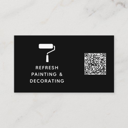 Painter And Decorator QR Code Paint Roller Black Business Card