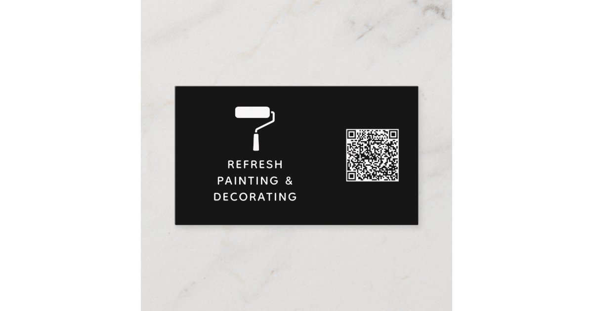 Painter And Decorator QR Code Paint Roller Black Business Card Zazzle