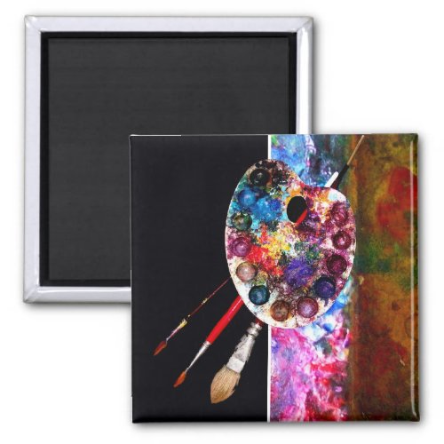 PAINTER ARTIST COLOR PALETTE AND BRUSHES MAGNET