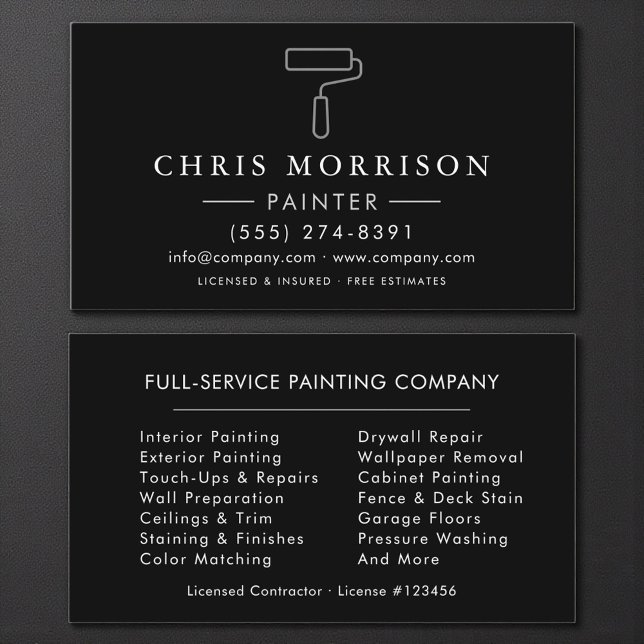 Painter Black Silver Modern Business Card (Creator Uploaded)